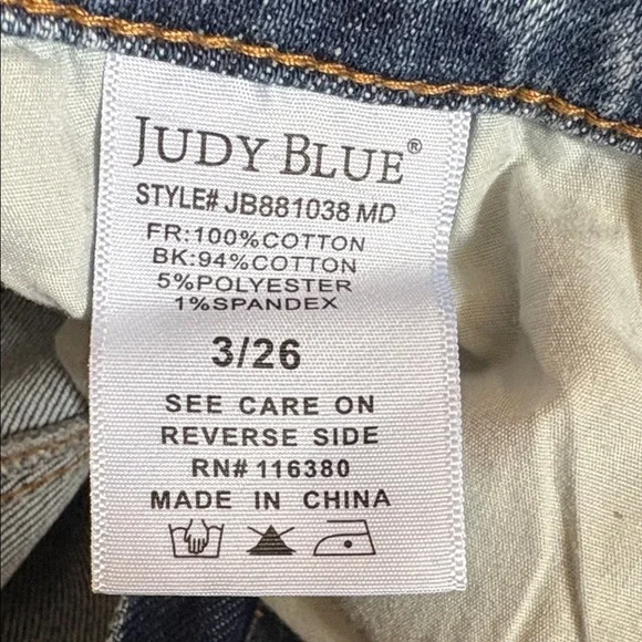 Judy Blue Distressed Straight Leg Jeans - Light Blue Rigid front - Picture 13 of 13